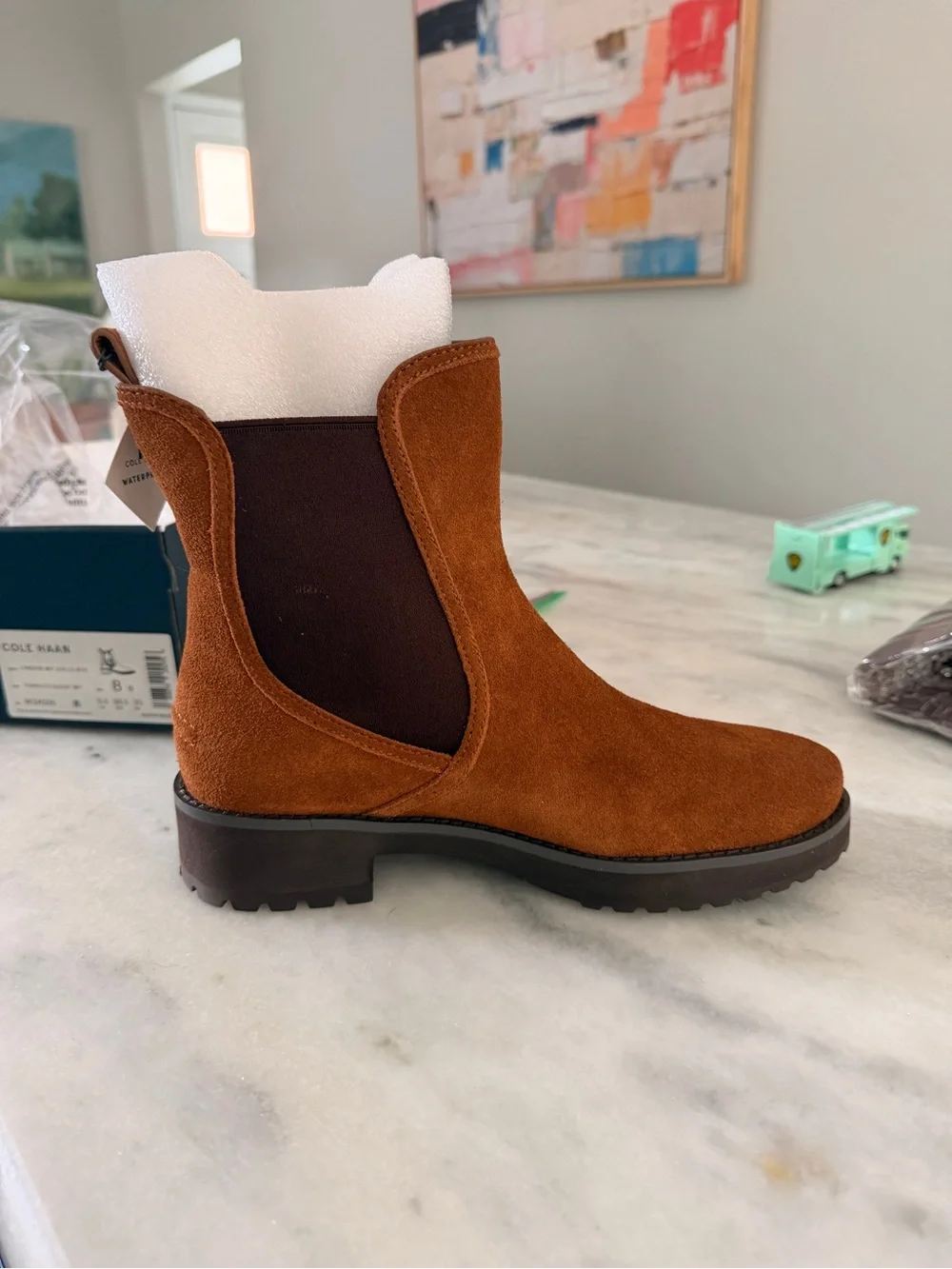 Cole Haan Chestnut Brown Suede Chelsea Ankle Boot